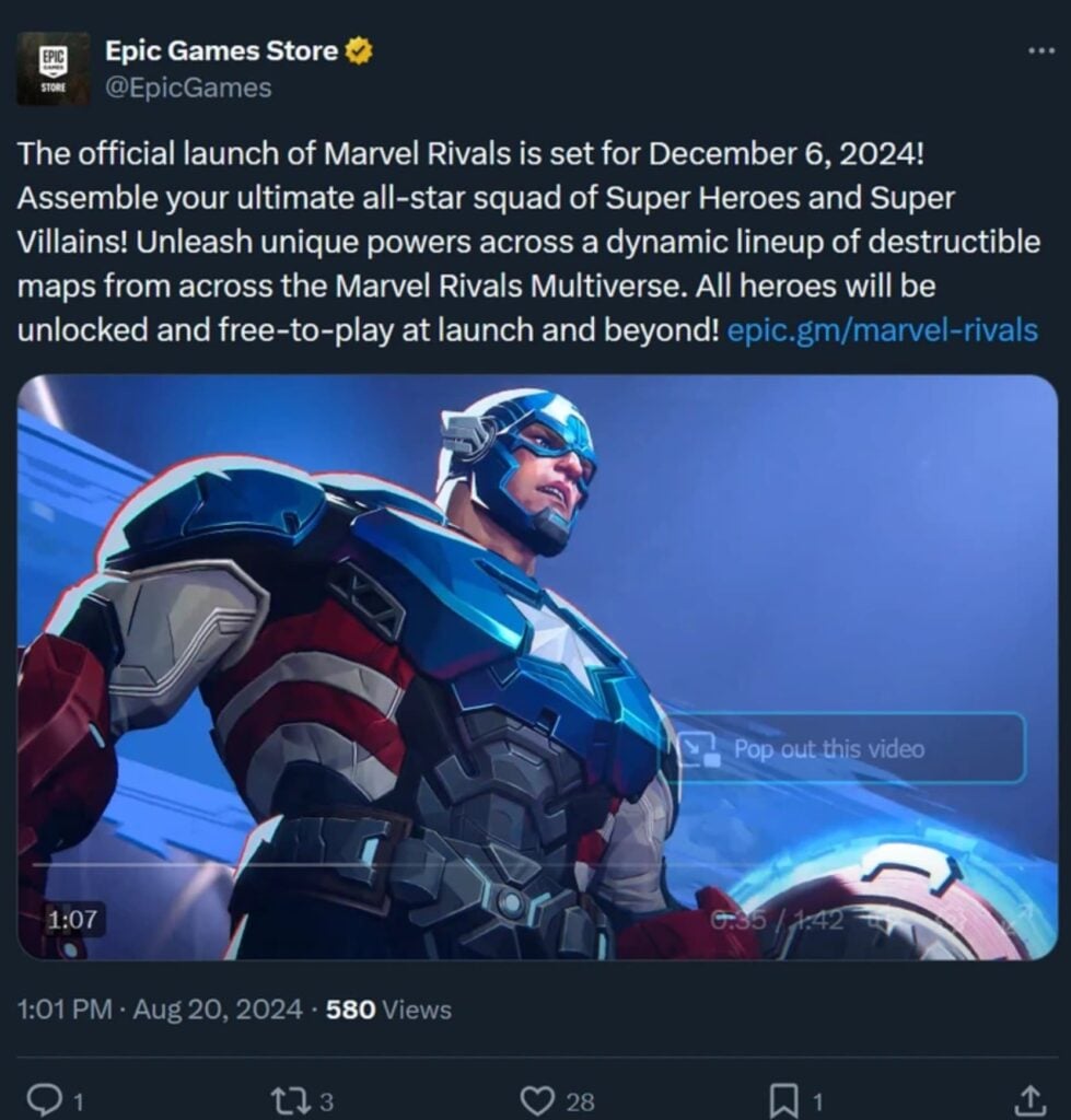 The Epic Games Store leaks the Marvel Rivals release date.