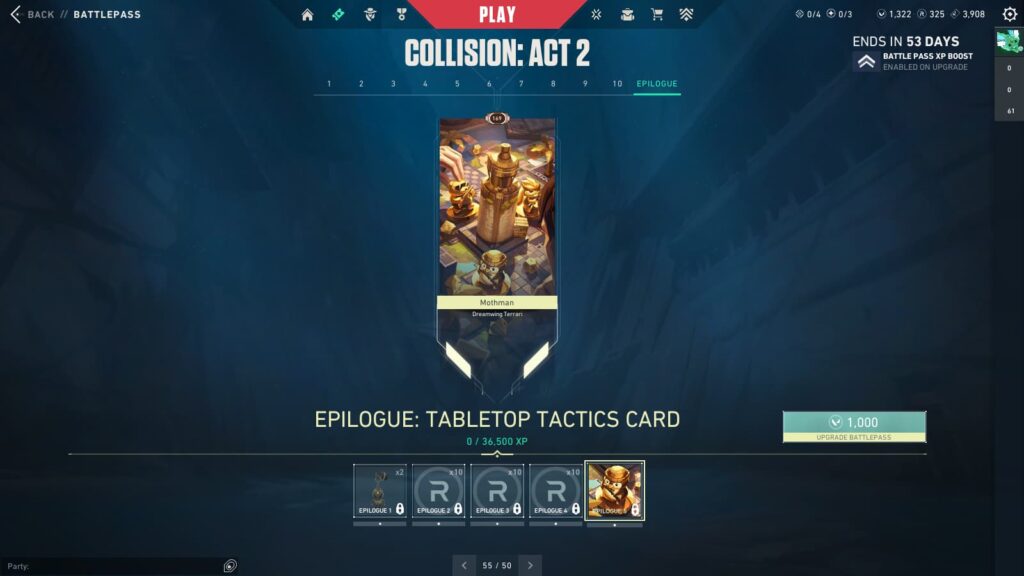 Epilogue: Tabletop Tactics Card