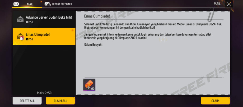 Free Fire redeem code August 2024