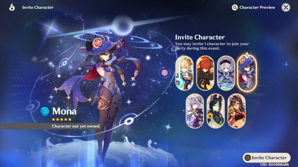 Claiming the free 5-star character in Genshin Impact (screenshot via esports.gg)