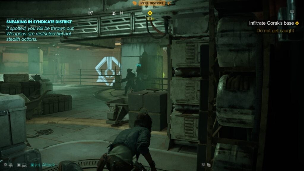 Kay Vess enters the area to infiltrate Gorak's Base in Star Wars Outlaws.