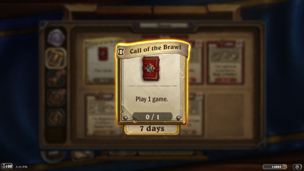 Screenshot of the quest for the free Standard card pack