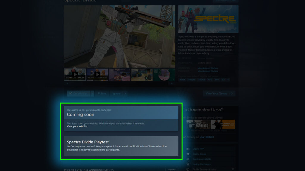 How to know if I'm registered for Spectre Divide Stress Test