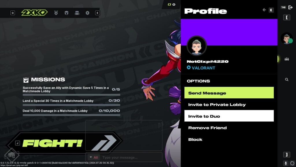 The spot to invite a friend to play in 2XKO.