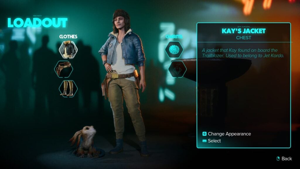 Kay's full gear set in the loadout of Star Wars Outlaws.
