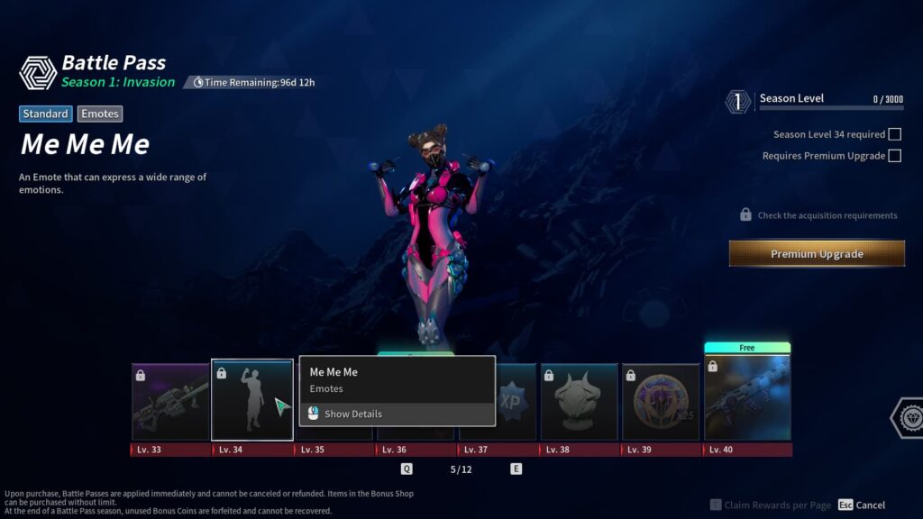 The Me Me Me Emote from The First Descendant Season 1 Battle Pass.