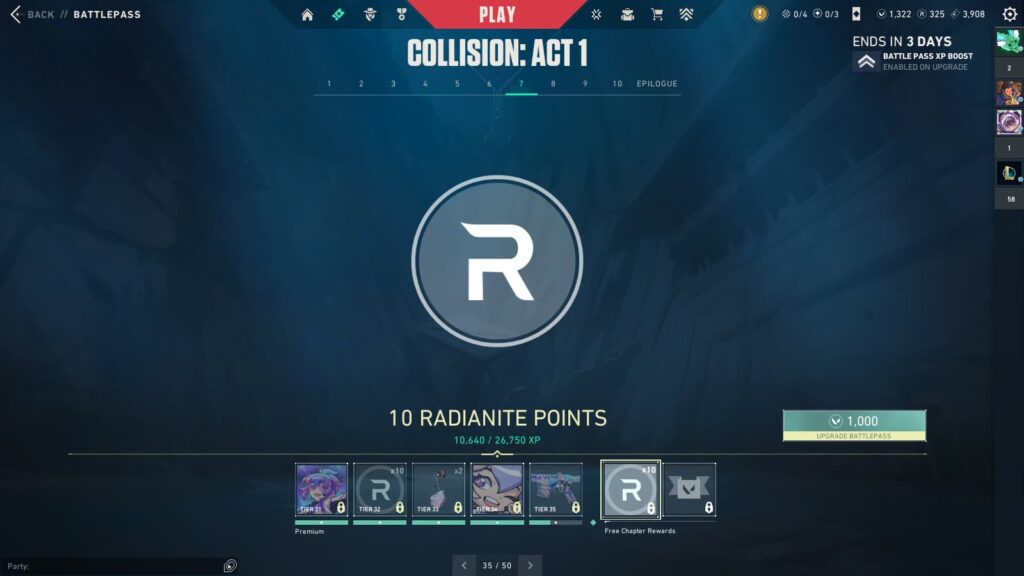 Radianite Points in the VALORANT Battle Pass.