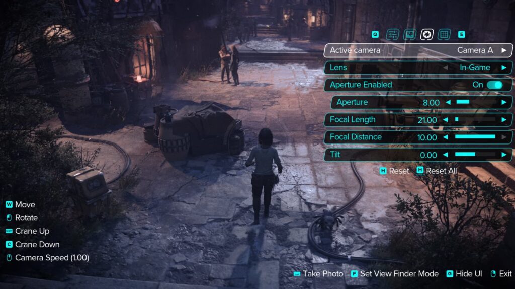 The settings available.