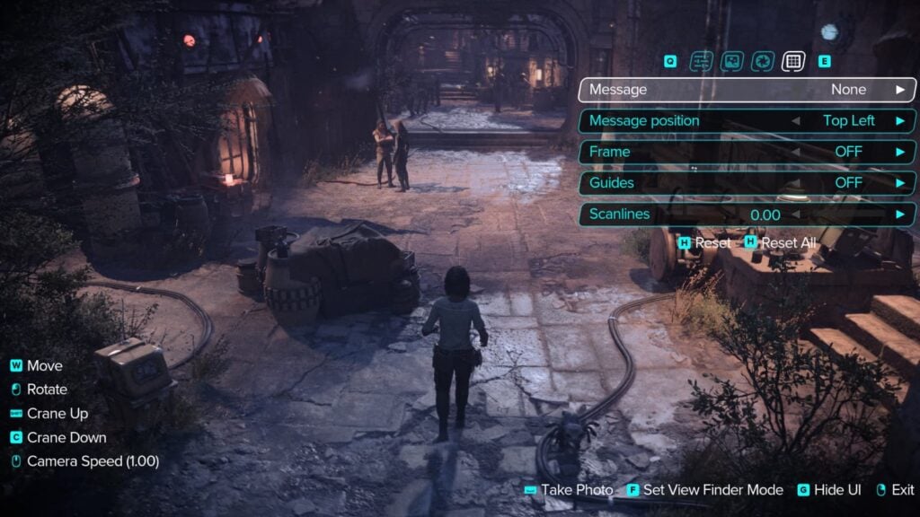 The settings within Star Wars Outlaws' photo mode.