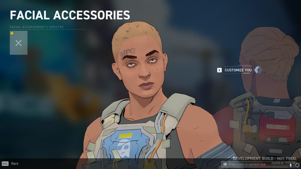 Facial Accessories menu. 