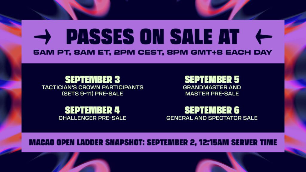 TFT Macao Open passes information