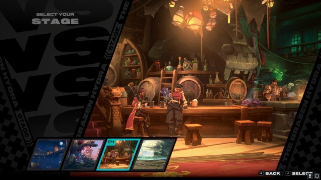 The Brazen Hydra during the stage selection of 2XKO.