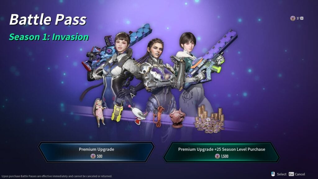 The price page for The First Descendant Season 1 Battle Pass.