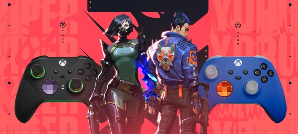 The Xbox Design Lab Viper and Yoru VALORANT controllers.