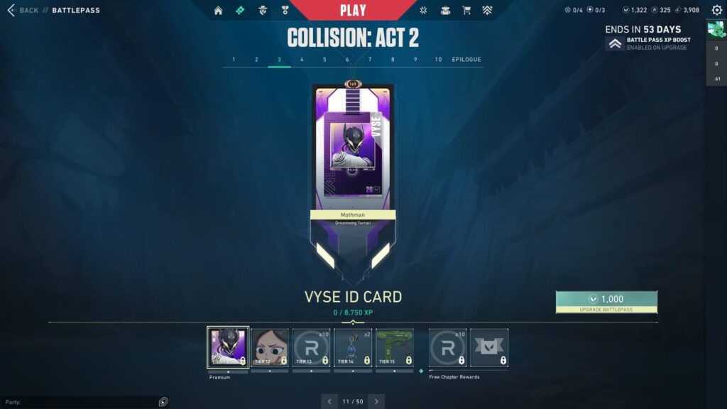 The Vyse ID Card in the VALORANT Episode 9 Act 2 Battle Pass.
