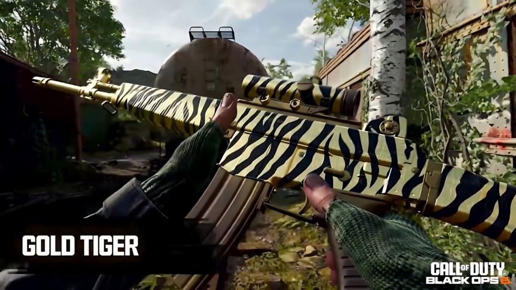 The Gold Tiger Mastery Camo in Call of Duty: Warzone with Black Ops 6.