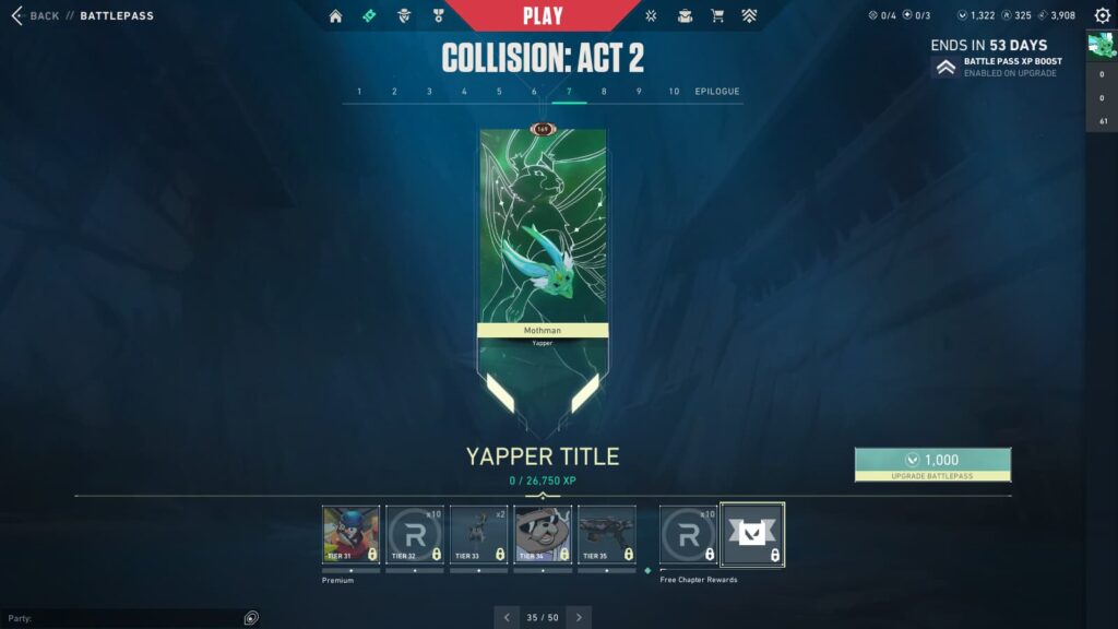 The Yapper Title (Free) in the VALORANT Episode 9 Act 2 Battle Pass.