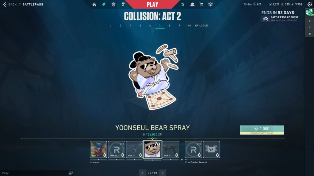 The Yoonseul Bear Spray in the VALORANT Episode 9 Act 2 Battle Pass.