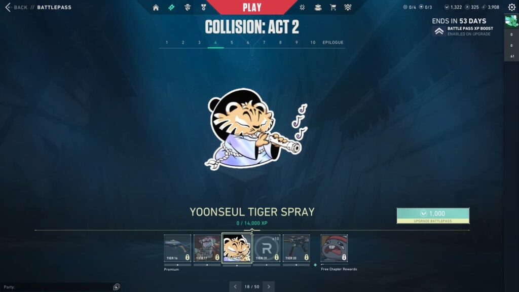 The Yoonseul Tiger Spray in the VALORANT Episode 9 Act 2 Battle Pass.