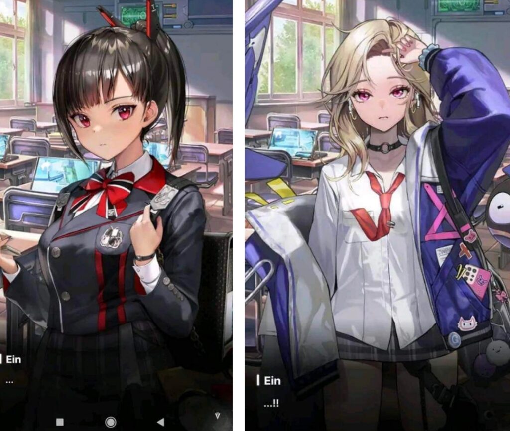 Zwei and Ein in The School of Lock Event in Goddess of Victory: NIKKE