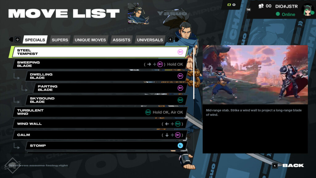 2XKO Yasuo move list
