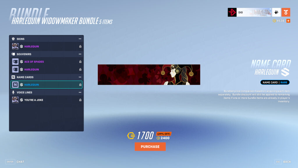 Overwatch 2 Harlequin name card