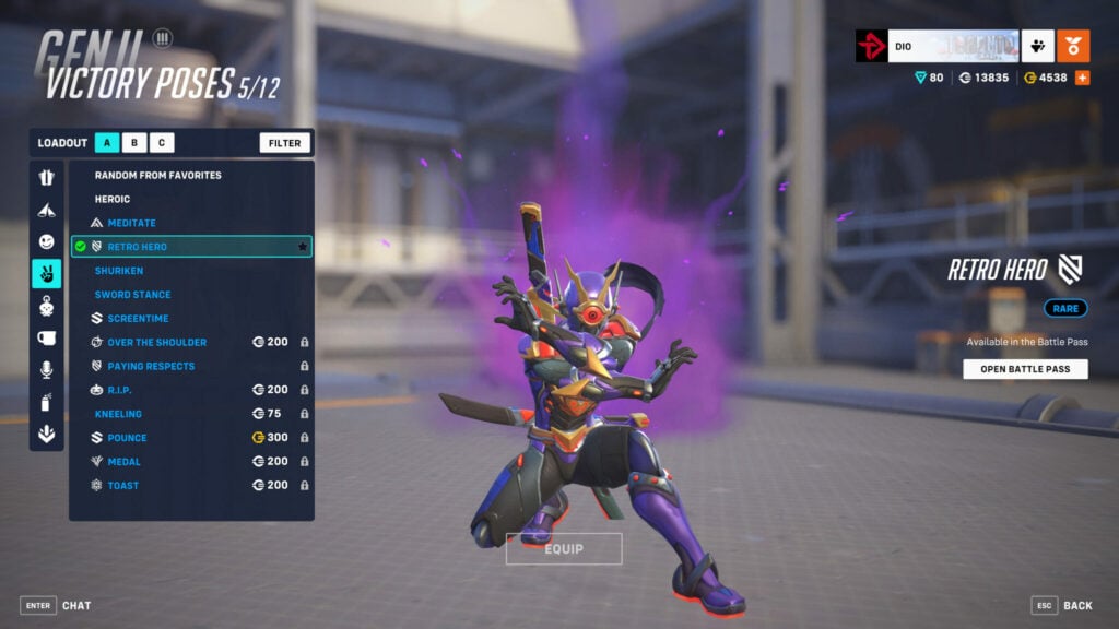 Genji's Retro Hero victory pose 