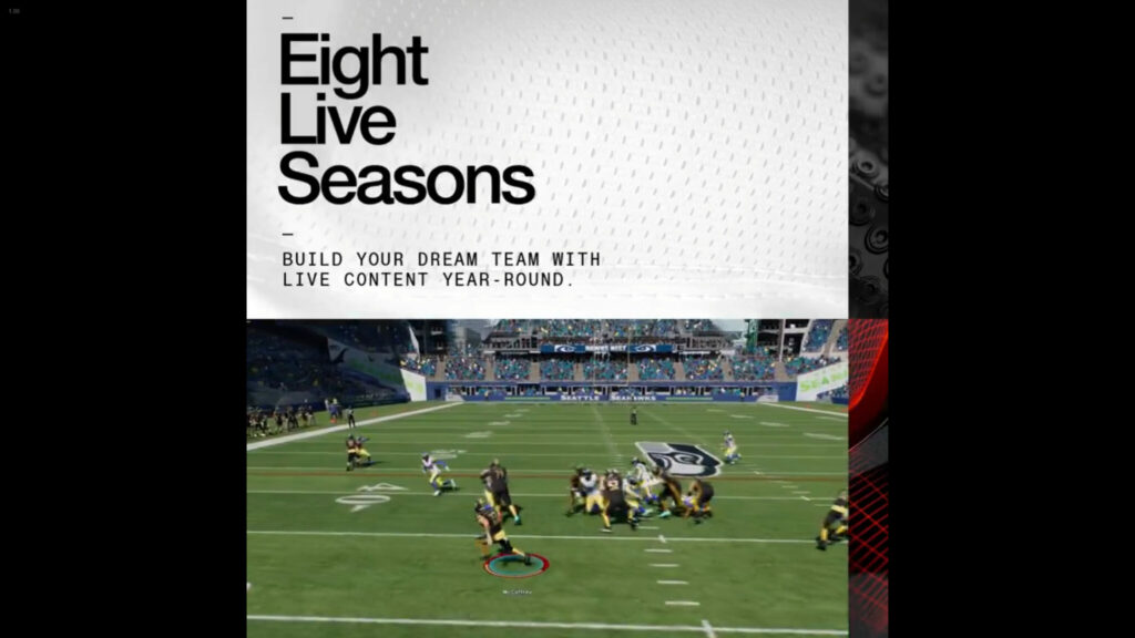 The game features eight live seasons 