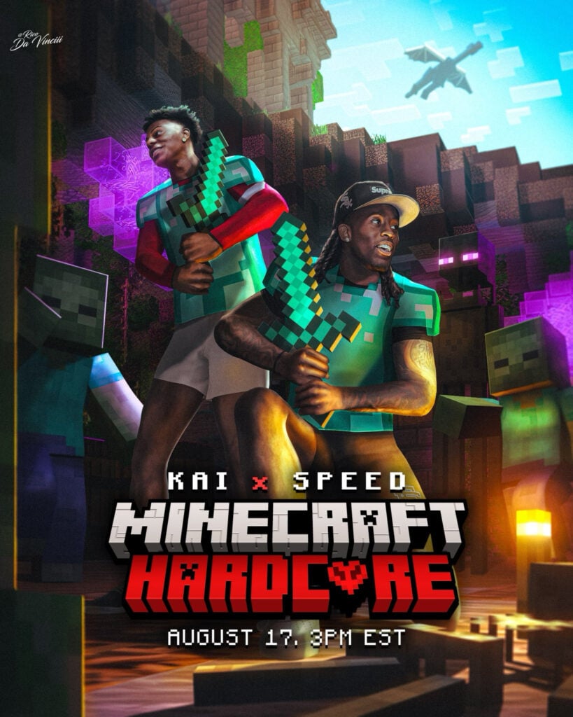 Kai Cenat and IShowSpeed take on Hardcore Minecraft