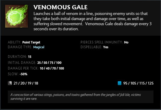 Dota 2 Venomancer Venomous Gale ability 