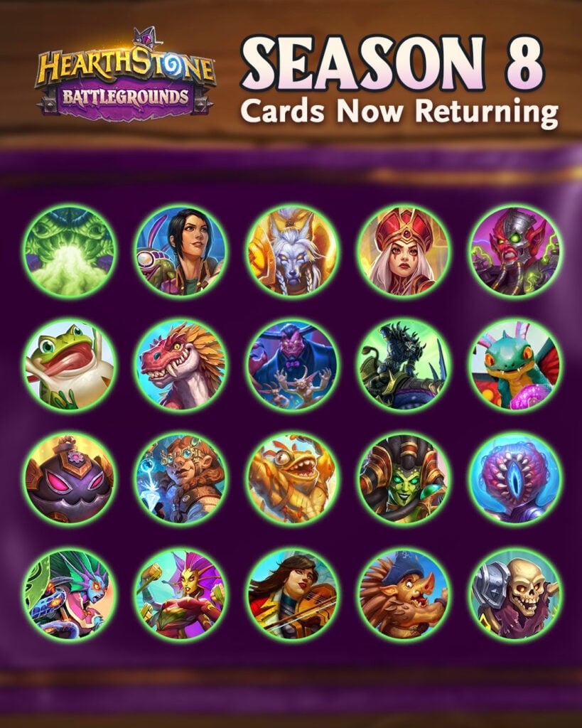 Returning cards in Hearthstone Battlegrounds Season 8