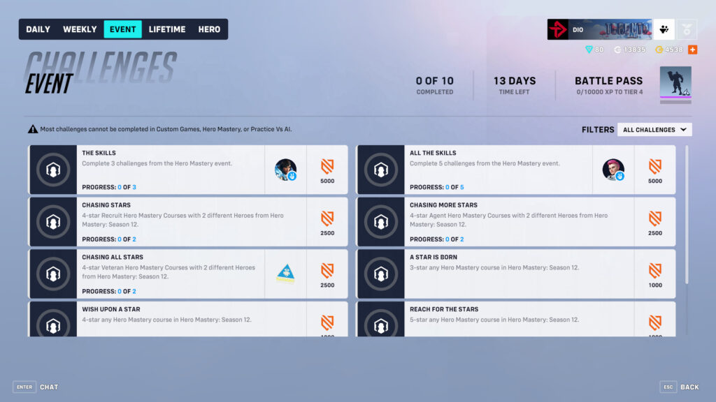 Overwatch 2 Hero Mastery Season 12 event challenges
