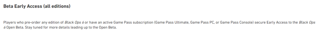 COD Black Ops 6 Pre-Order bonus (Beta)