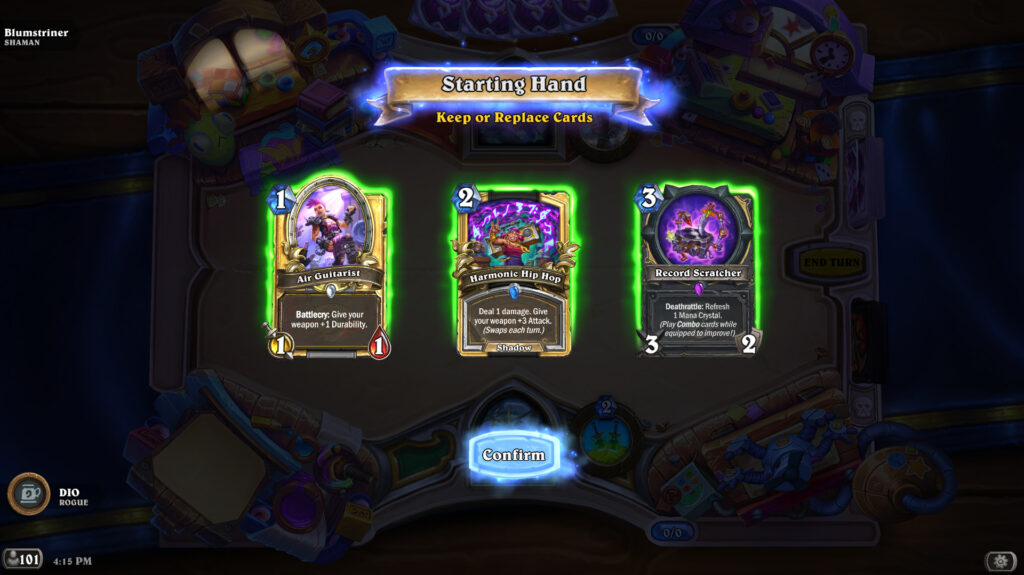 Air Guitarist, Harmonic Hip Hop, and Record Scratcher in Hearthstone