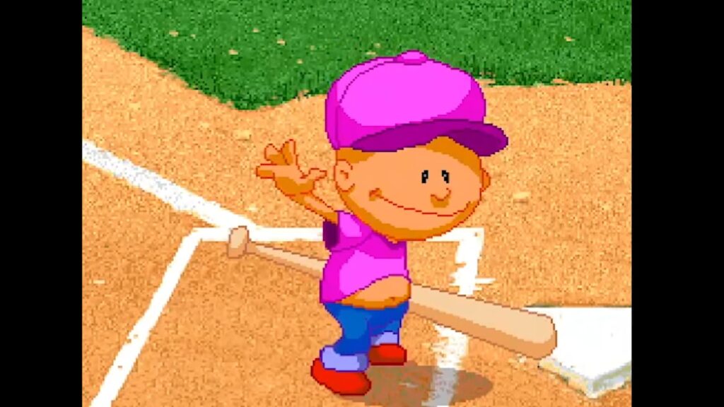 Pablo Sanchez waves as he steps to the plate in Backyard Baseball '97.