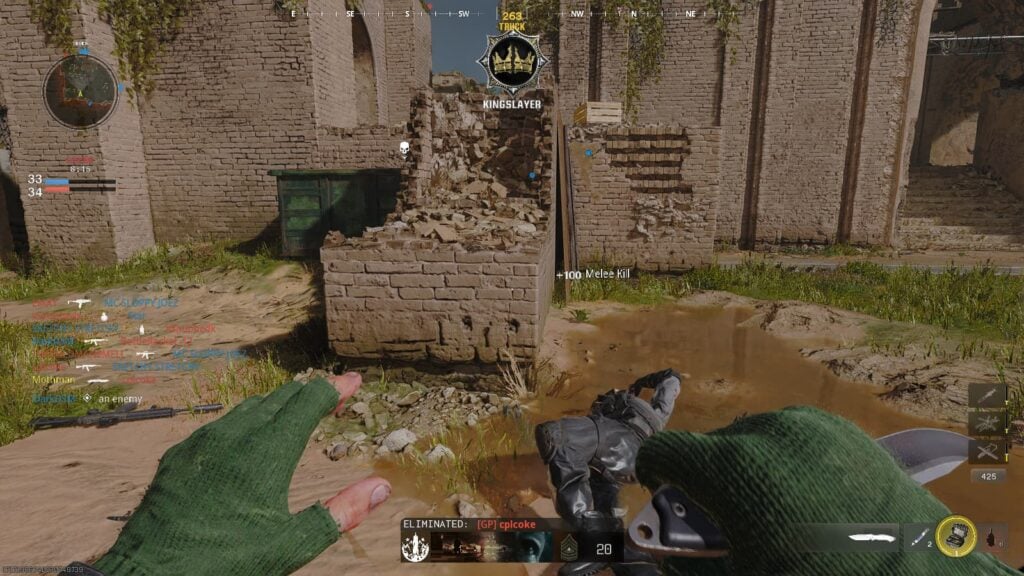 A player stands over a fallen enemy after a knife kill in Call of Duty: Black Ops 6.