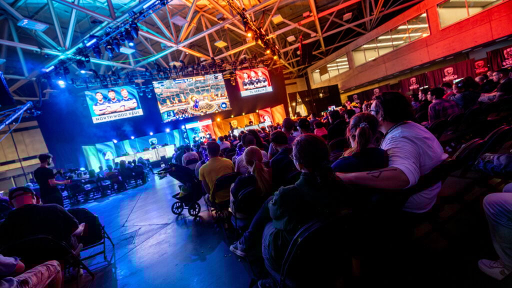 Photo of the crowd at the Collegiate Rocket League (CRL) 2023 World Championship, run largely by efuse.
