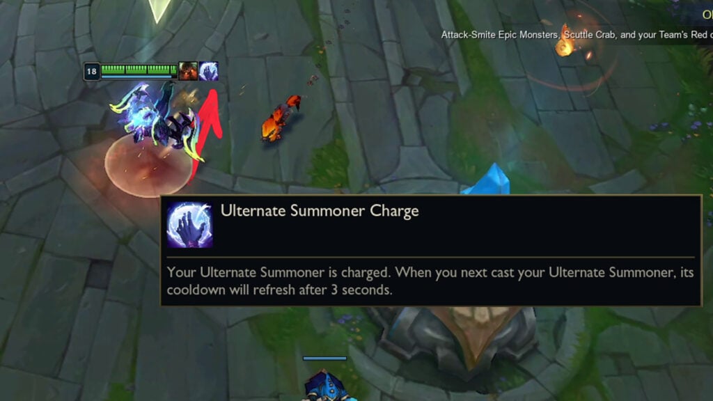 Active Ulternate Summoner Charge tooltip in LoL Ultimate Spellbook (screenshot via esports.gg)