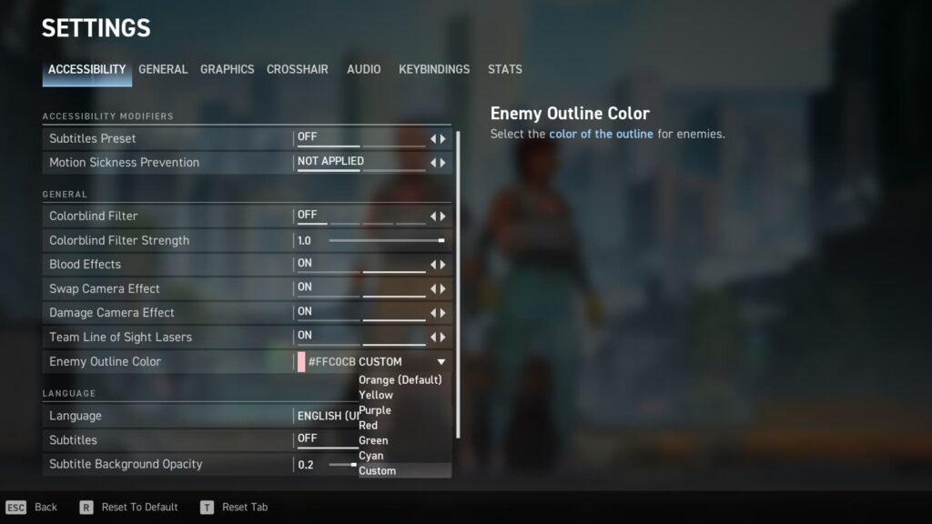 The Accessibility options in the settings.