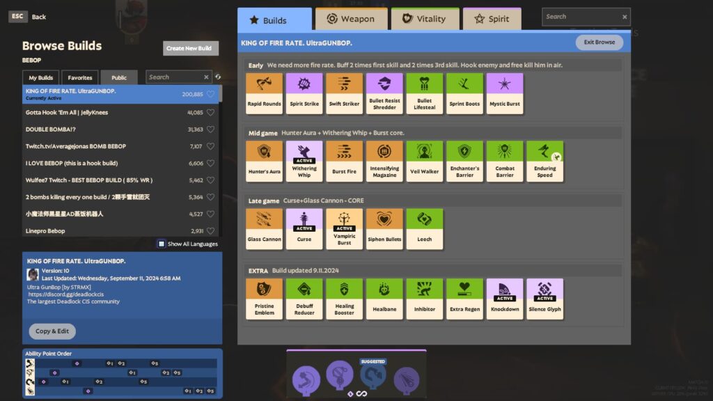 The Browse Builds option is open in Deadlock.