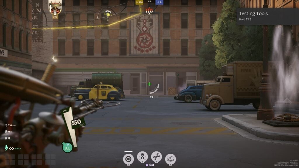 Seven with a simple crosshair in Deadlock.