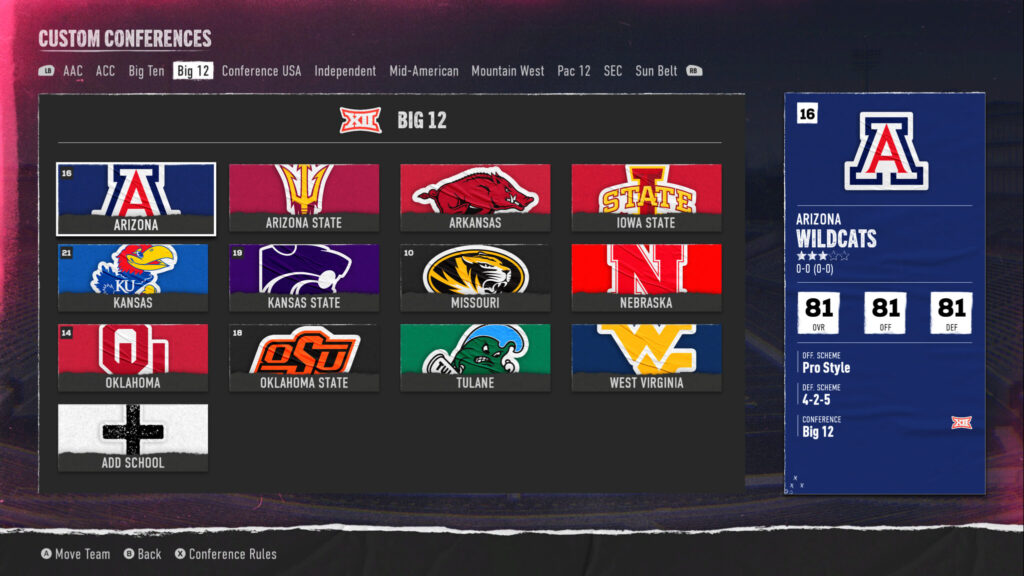 College Football 25 conference realignment