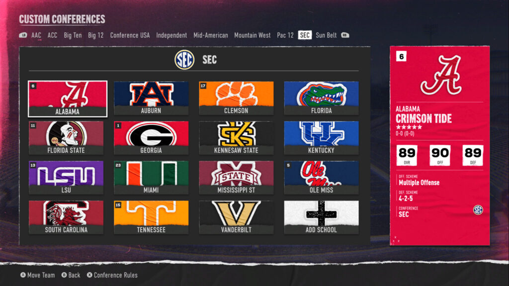 College Football 25 conference realignment
