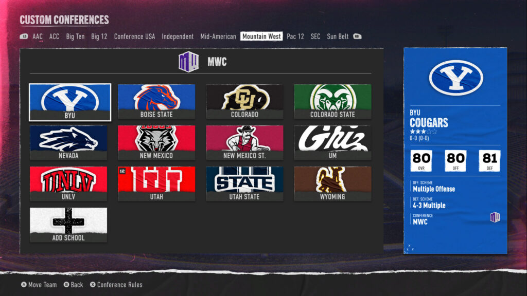 College Football 25 conference realignment