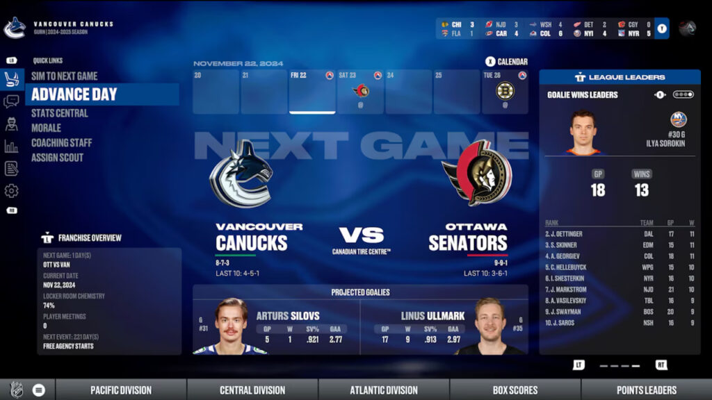 NHL 25 Franchise Mode has redesigned the Franchise Hub