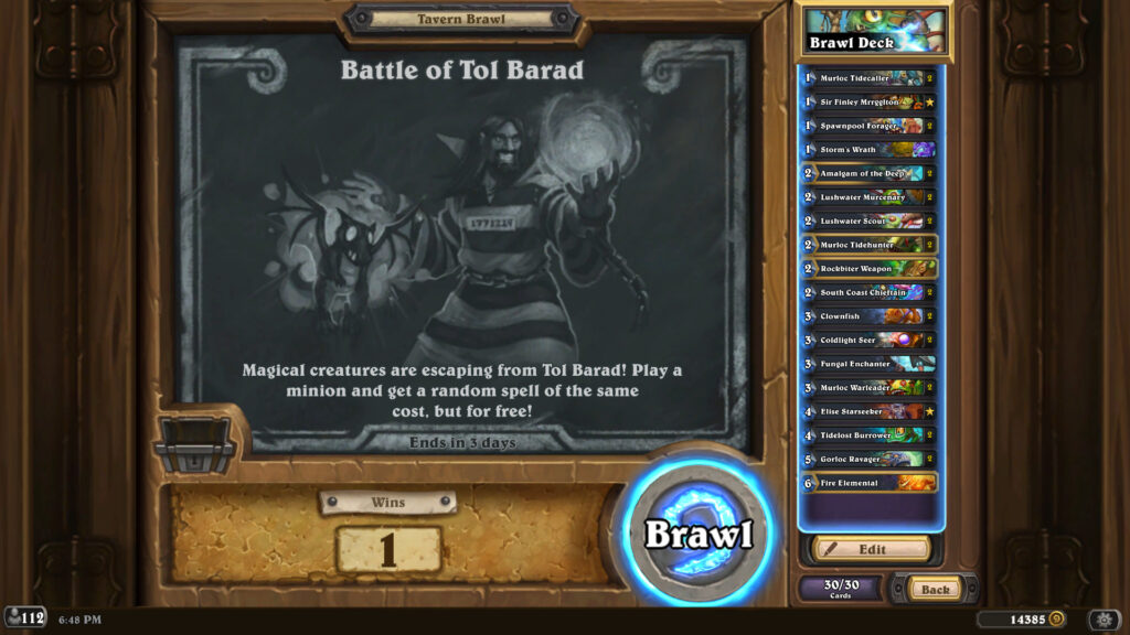 Hearthstone Battle of Tol Barad Tavern Brawl chalkboar