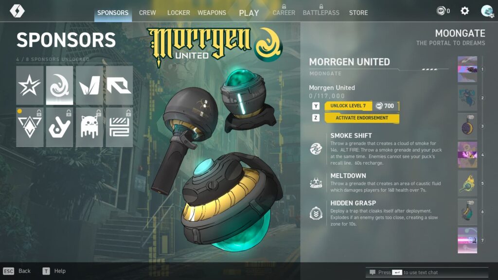 The Morrgen United sponsor in Spectre Divide.