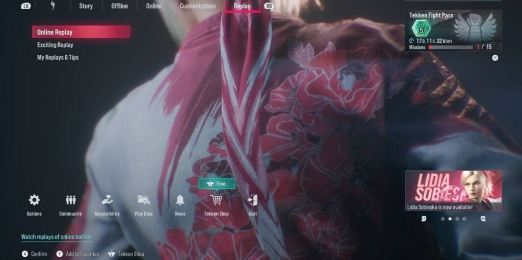 The screenshot shows the TEKKEN Ball menu option in the game TEKKEN 8