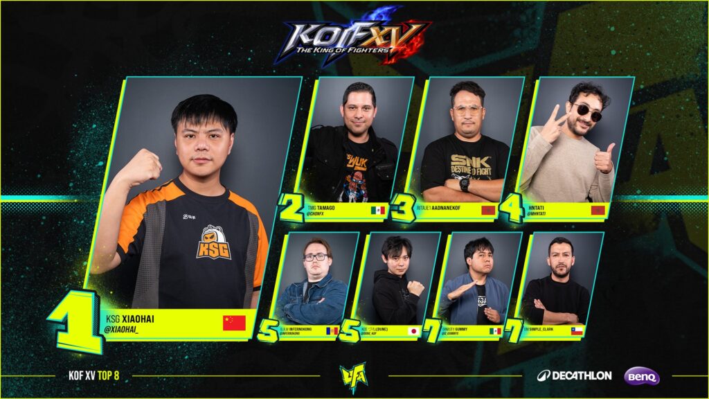 Photos of the top 8 players at the esports event KOF XV UFA 2024