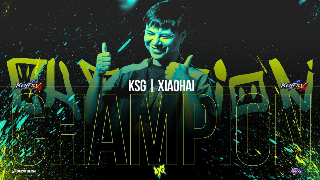 A poster for Xiaohai, the winner of The King of Fighters XV tournament at UFA 2024